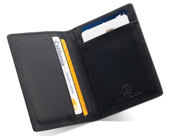 The Tanned Cow Slim Minimalist Wallet for Men Women, Mini Thin Leather  Bifold, Front Pocket Credit Card Holder with RFID Blocking, including Gift  Box