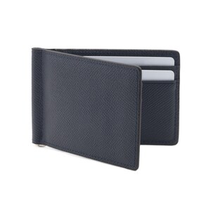 The Tanned Cow Super Slim Bifold Wallet- Genuine Leather Minimalist Front Pocket Wallets para hombres con clip de dinero, bloqueo RFID (naval)