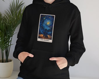 The Hermit Tarot card with cats hoodie for tarot lovers and cat lovers alike