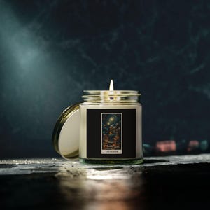 Candela profumata con 3 carte dei tarocchi The Reader, regalo per amanti delle streghe e dei gatti