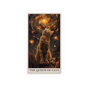 Autocolante de vinil de carta de tarô A Rainha dos Gatos