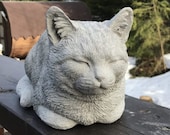 Outdoor Sleeping Cat Statue, Concrete Cat, Cement Cat Statue, Cat Memorial Stone, Cat Garden Figure, Garden Cat Outdoor, Memorial Gift