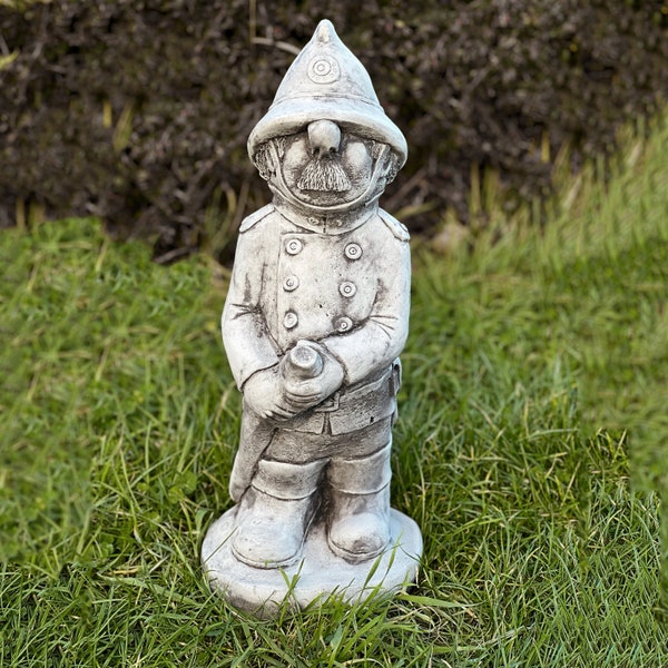 Concrete Firefighter Statue Etsy