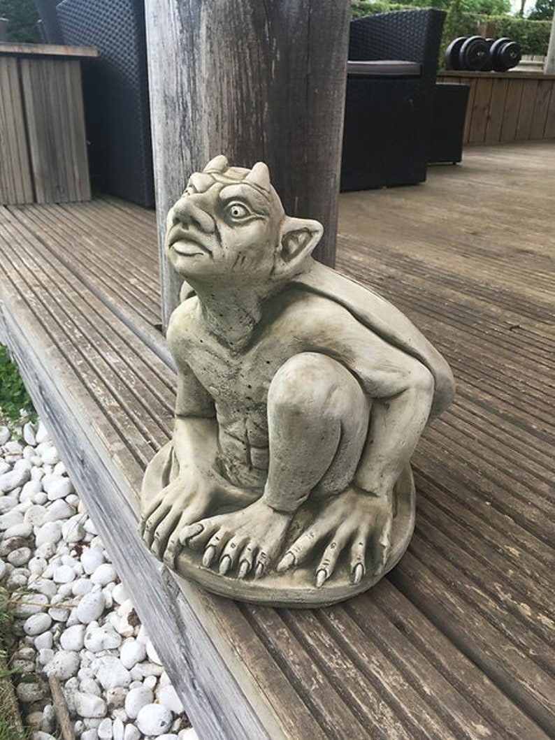 Guardian Gargoyle Statue Concrete Gargoyle Figure Stone Garden Etsy