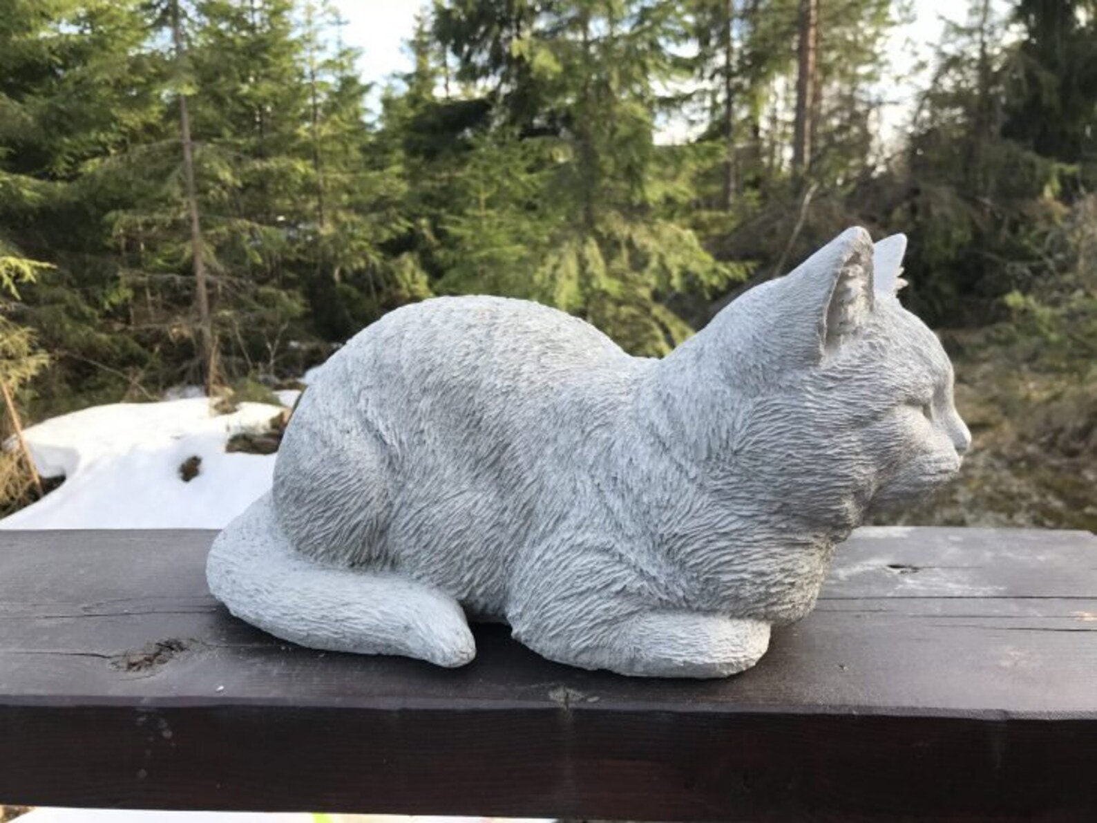 Outdoor Sleeping Cat Statue Concrete Cat Cement Cat Statue Etsy UK