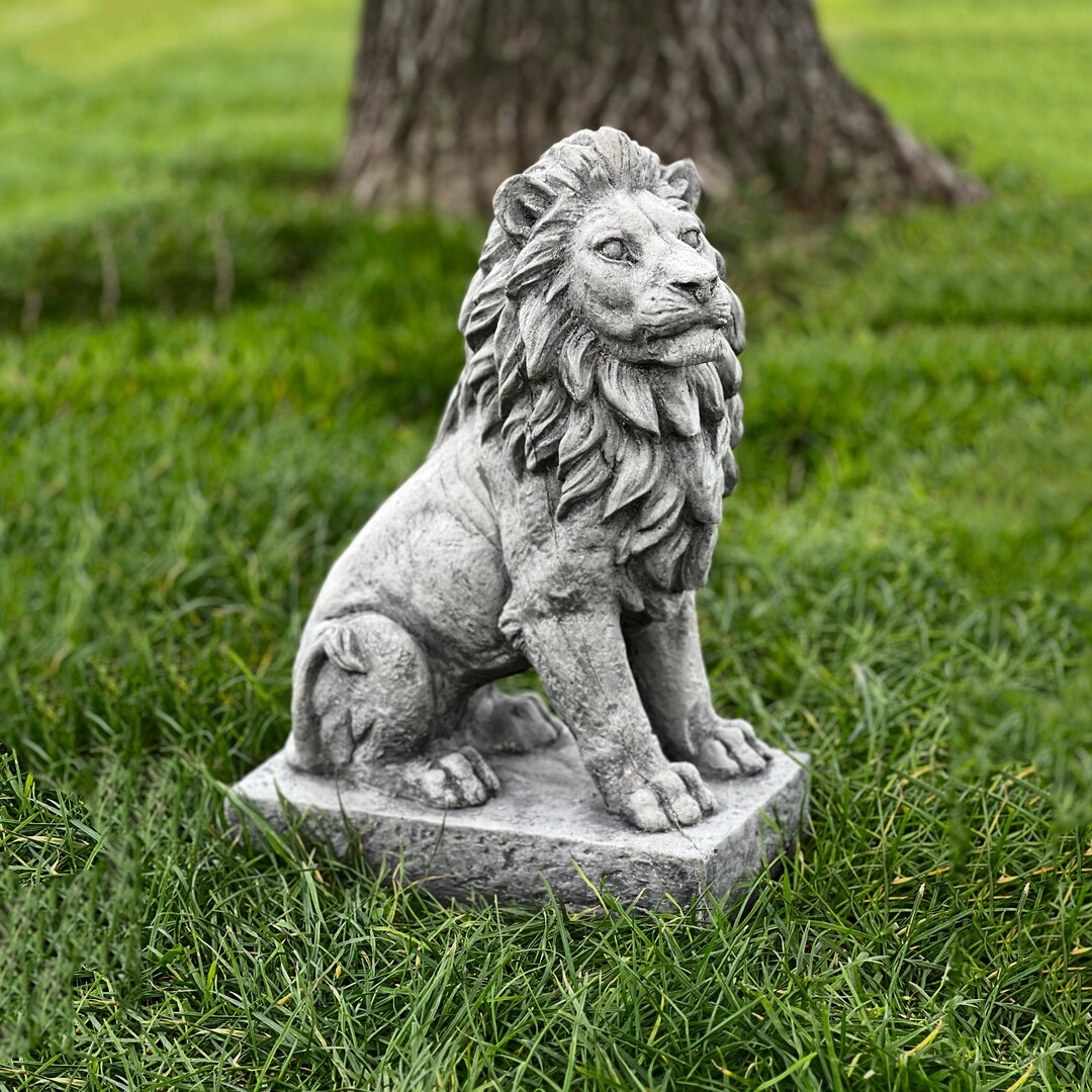 African Lion Sculpture Concrete Guardian Lion Statue Front Door Decor
