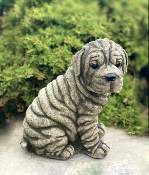 Sharpei Stone Statue, Concrete Dog Statue, Cement Sharpei, Cute Puppy  Figure, Pet Memorial, Gift for Pet Lovers, Lawn Decor, Memorial Stone 