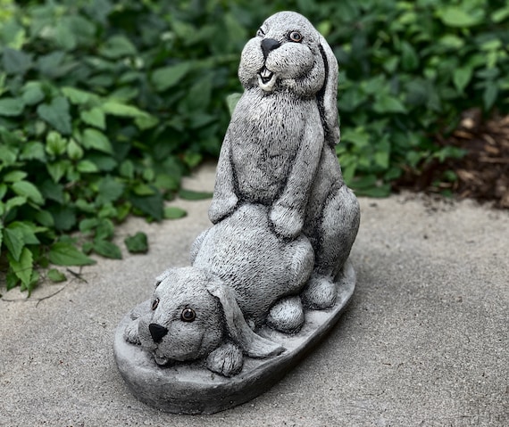 Lustige Hasen Statue Beton Hase Skulptur Haus Stein Dekor Outdoor Garten  Ornament Zement Tierfigur Yard Kunst Geschenk für Kaninchen Liebhaber -  .de