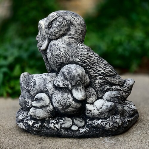 Garden goose ornament Cute goose family Cement goose sculpture Stone family art Concrete goose statue Outdoor shops goose figurine Farmhouse gift