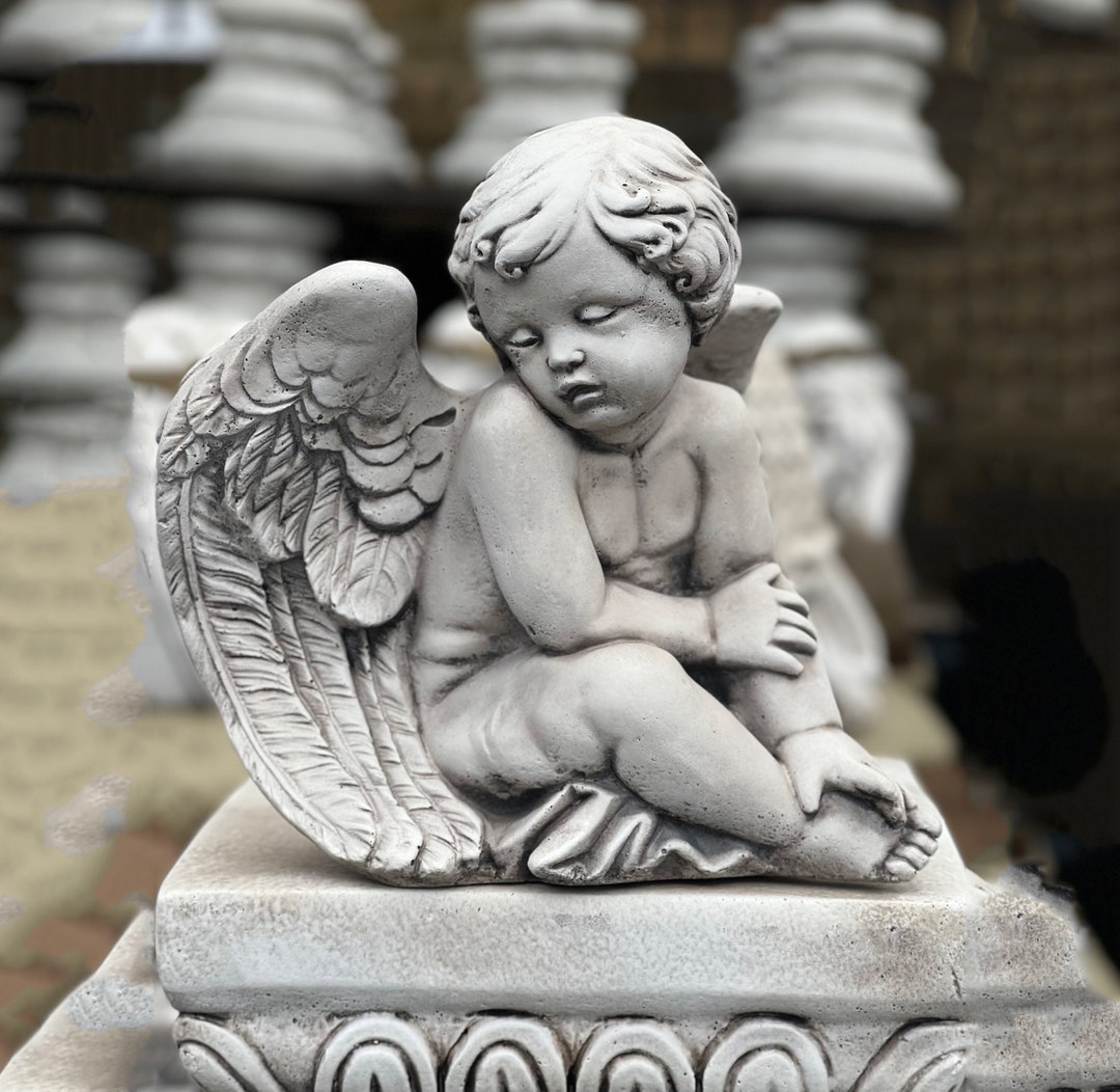 Concrete Cherub Sculpture Stone Angel Child Decoration Cement Cherub