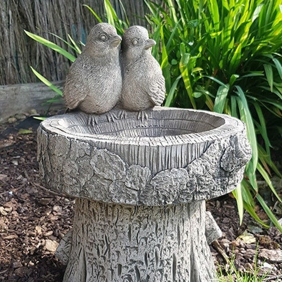 Bird Garden Statues Concrete Bird Bath Decor Stone Garden - Etsy Denmark