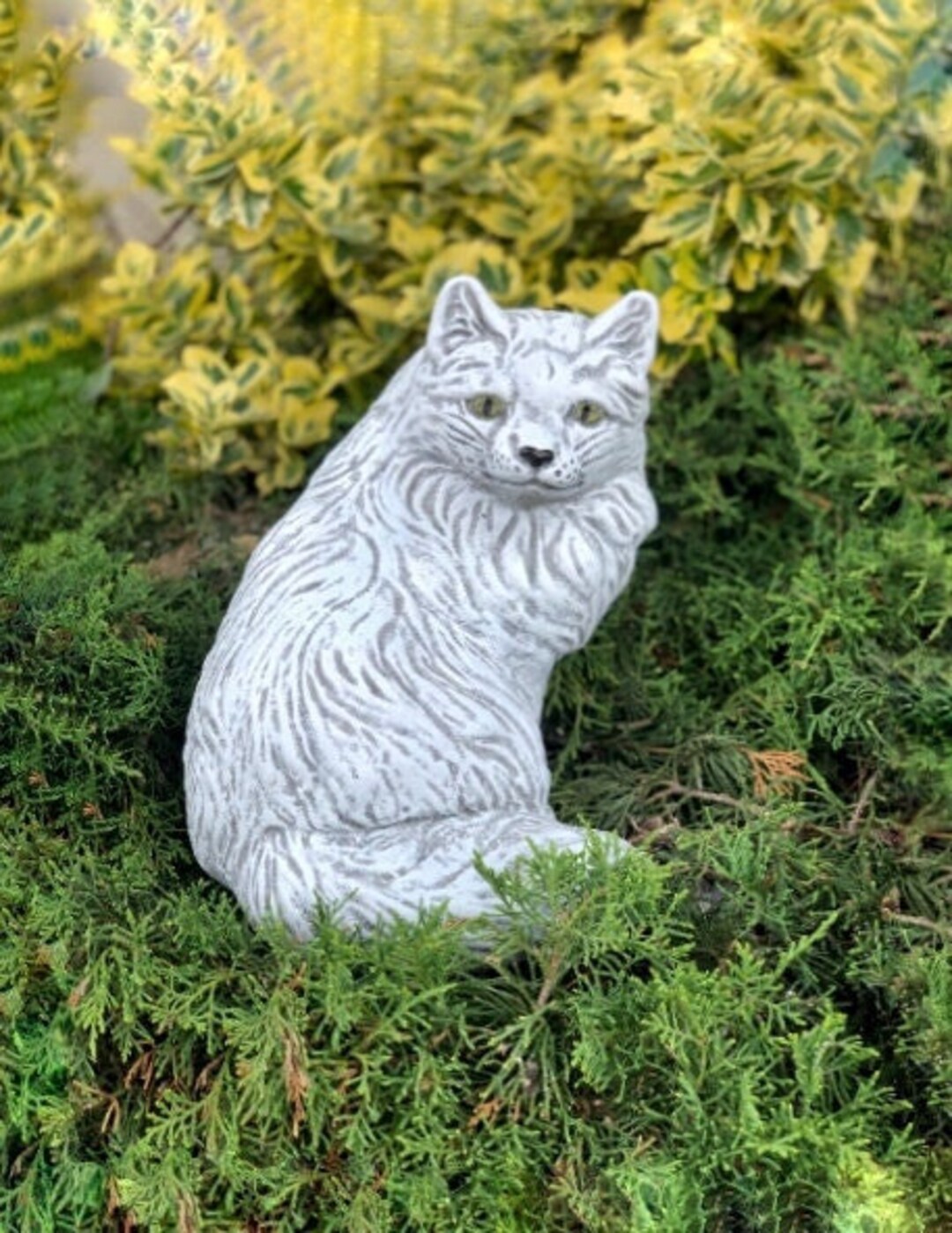 Garden Cat Statue Stone Cat Sculpture Cat Figurine Garden Statue