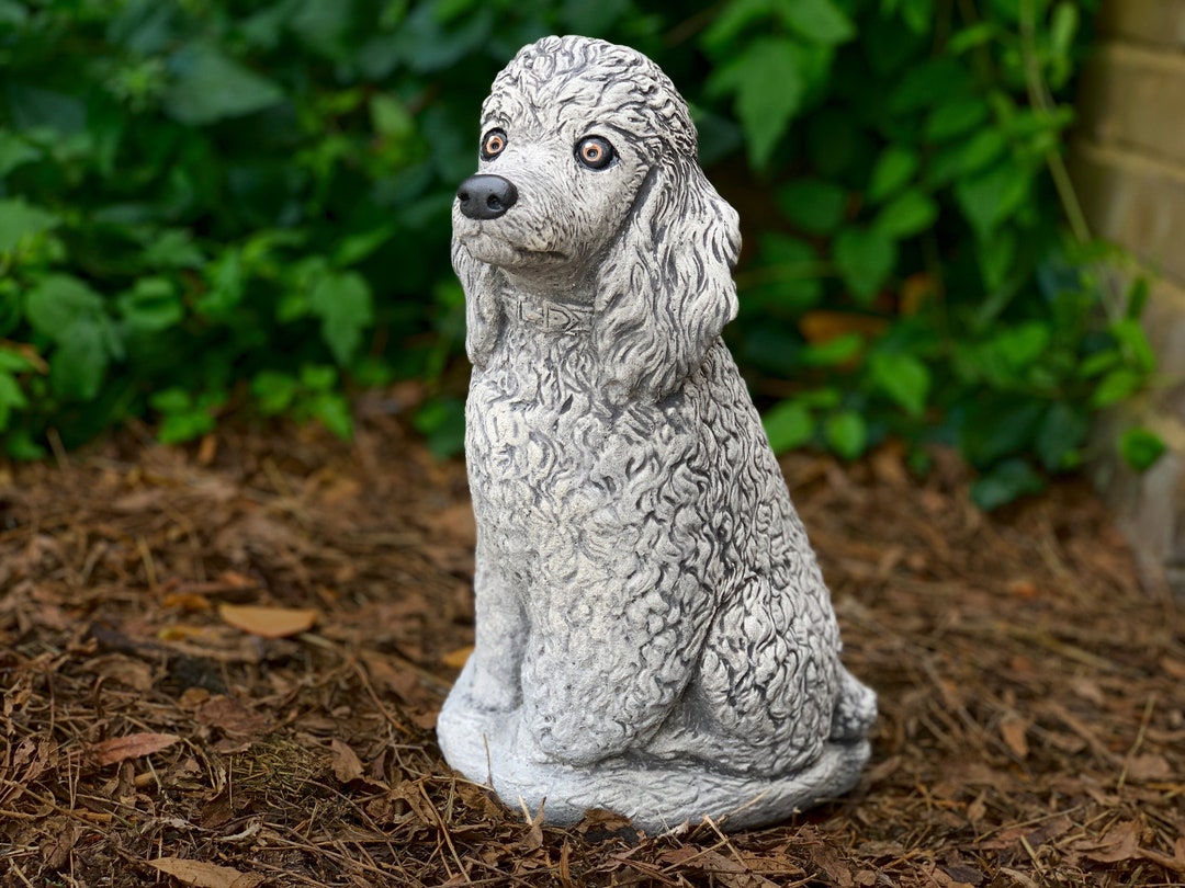 Poodle Dog Figure Concrete Poodle Statue Stone Poodle Etsy