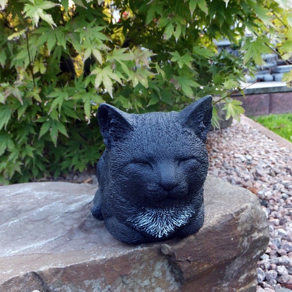 Sculpture de chat noir unique Statue en béton pour les amoureux