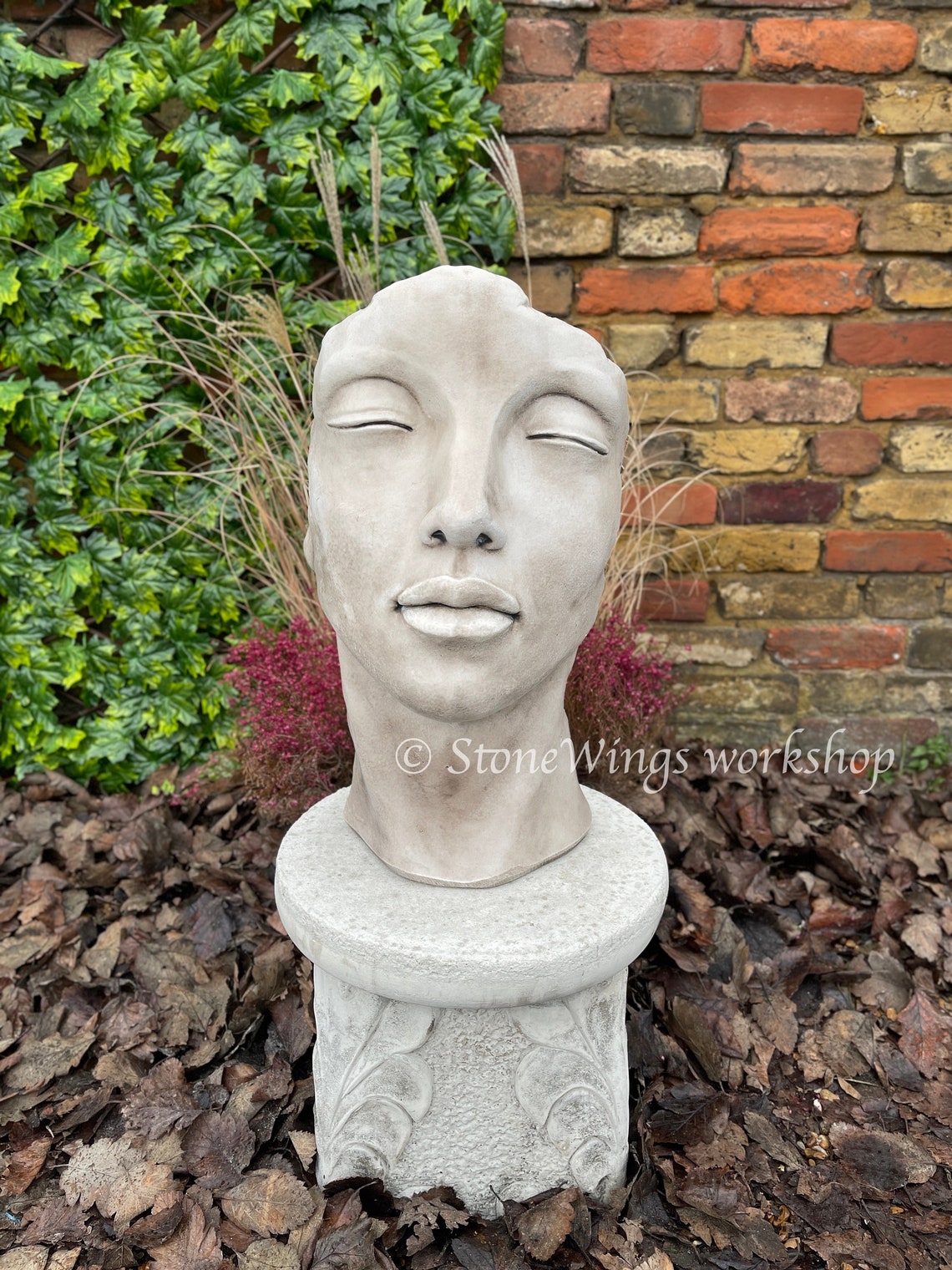 Stone Garden Beautiful Face Bust Statue Abstract Face Etsy