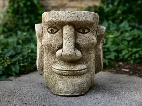 Miniature Moai Statue, Concrete Moai Garden Statue, Easter Island, Moai Face