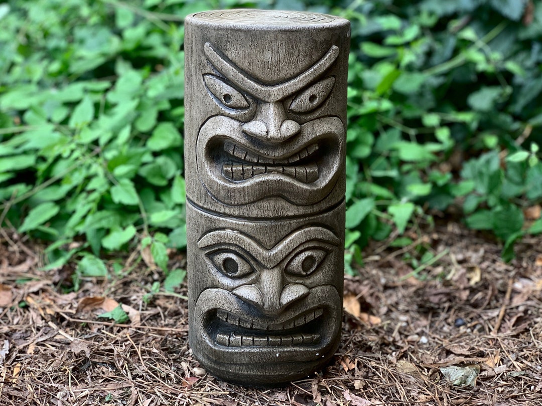 Concrete Tiki Statue Tiki Head Figure Tiki Tothem Decor Cement Easter Island Sculpture Stone