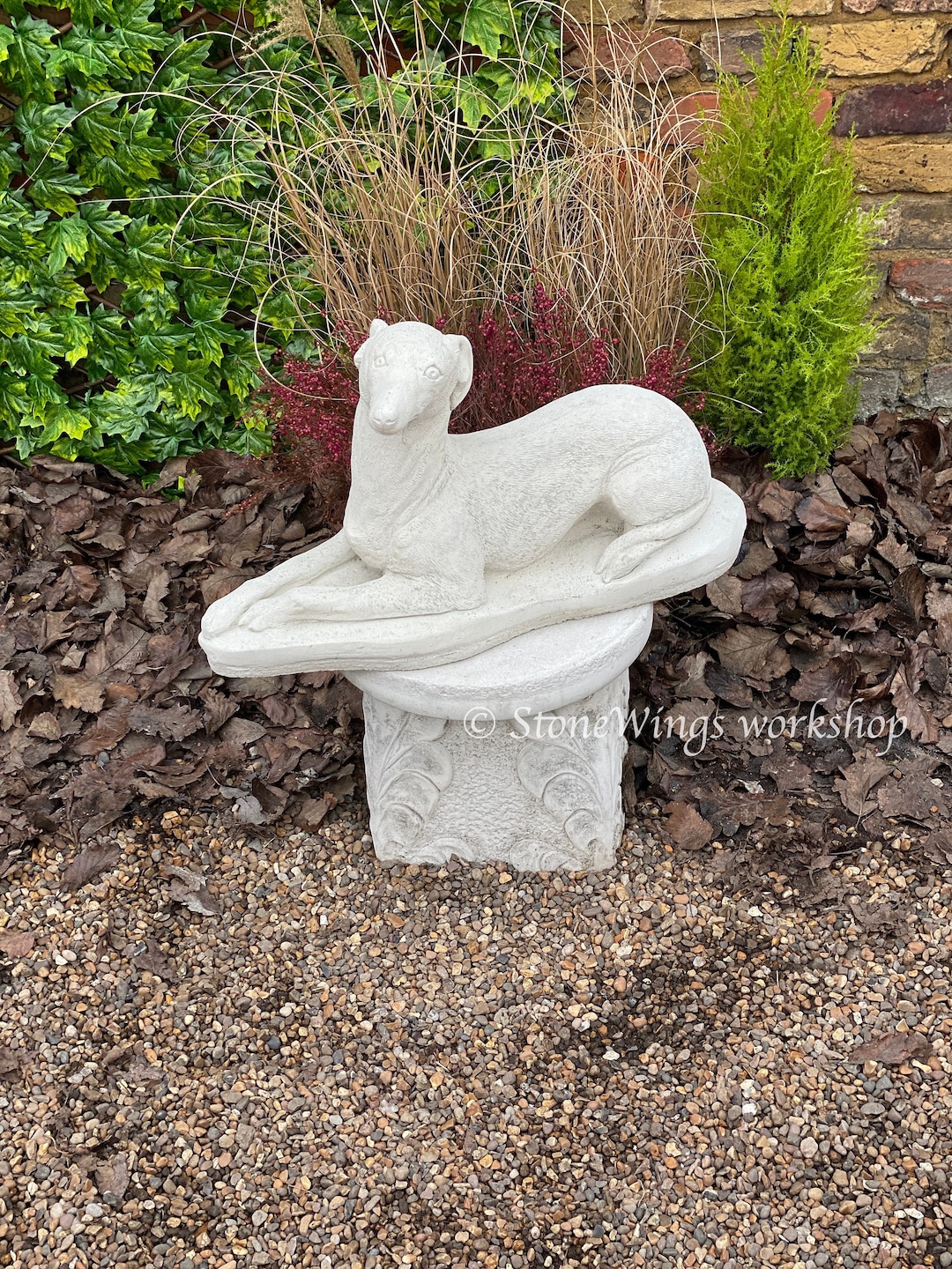 Concrete Large Greyhound Statue Cement Dog Figure Garden Decor Dog Art