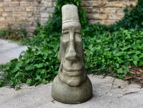 Miniature Moai Statue, Concrete Moai Garden Statue, Easter Island, Moai Face