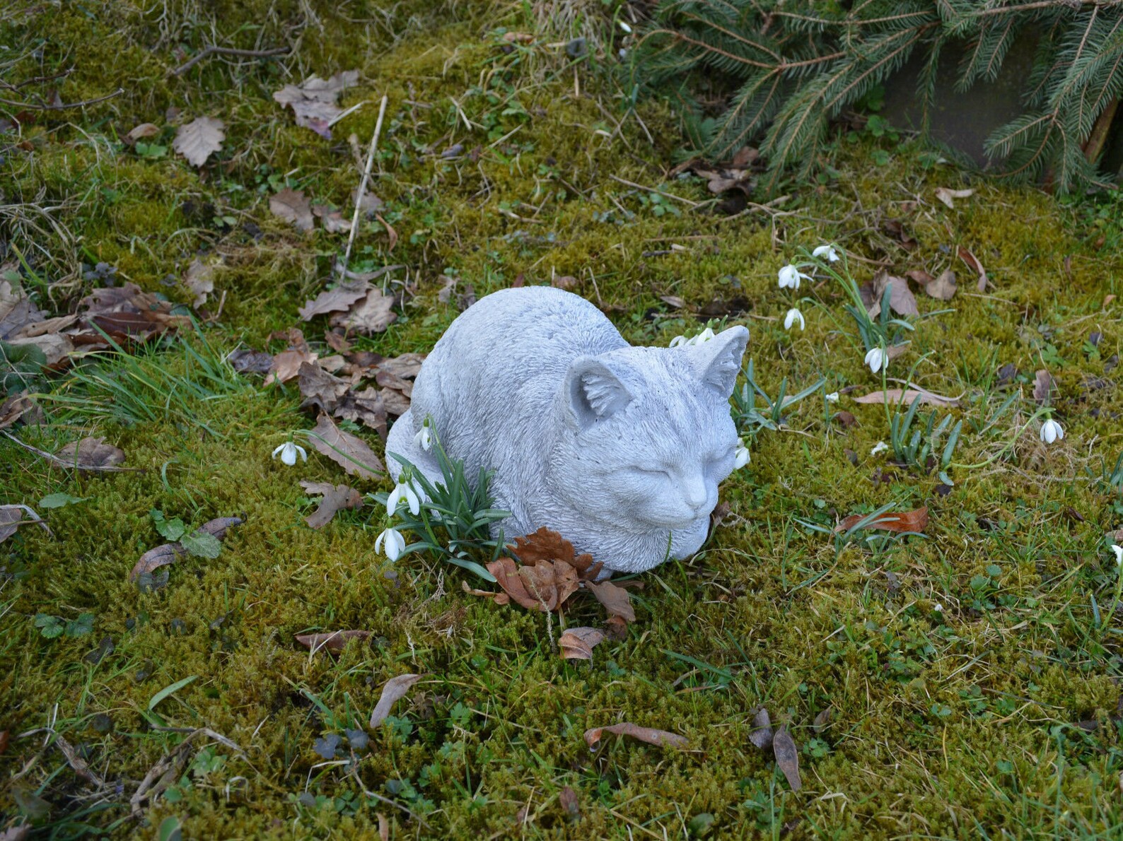 Sleeping Cat Statue Unique Garden Statue Cat Garden Figure Etsy UK