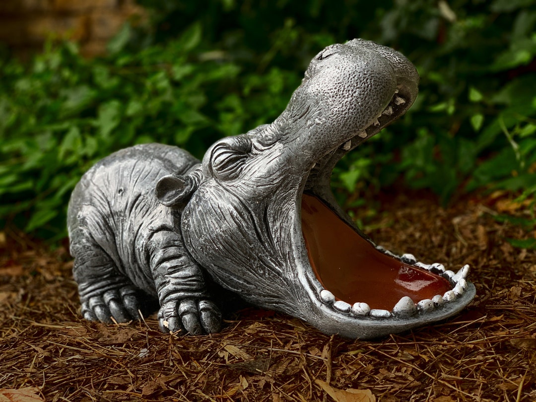 Large Hippo Figurine Concrete Garden Planter Cement Plant Pot Statue