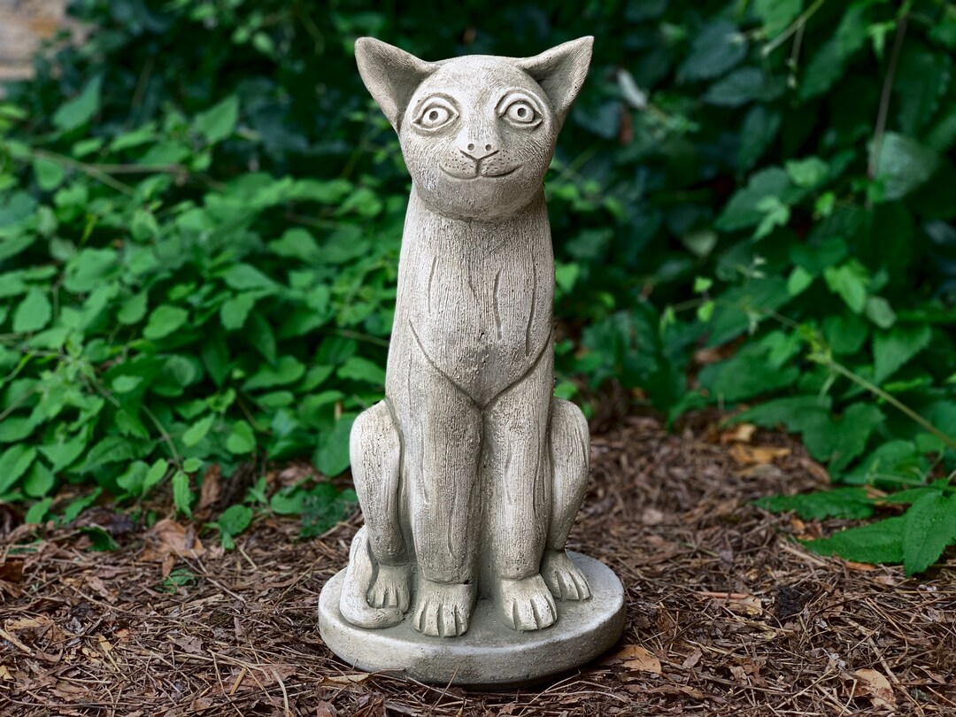 Funny Cat Statue Cement Cat Sculpture Cat Garden Figure Cat Etsy