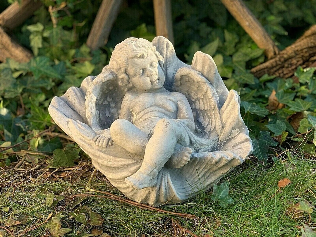 Concrete Angel Statue Garden Sculpture Angel Outdoor Angel Figurine for