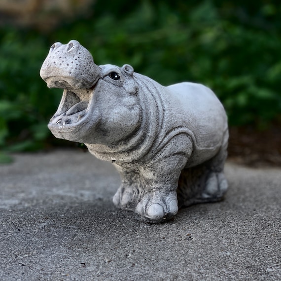 Baby Nilpferd Figur Beton Nilpferd Skulptur Beton Nilpferd Statue  afrikanisches Tier Dekor Wildtier Ornament Stein Garten Tier Hinterhof  Geschenk