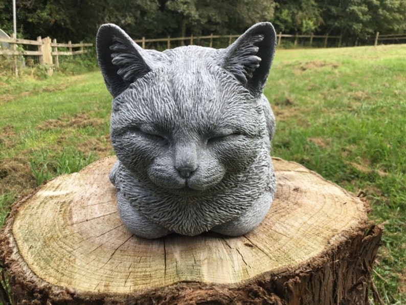 Sleeping Cat Statue Cat Garden Statue Cat Memorial Stone Cat Etsy