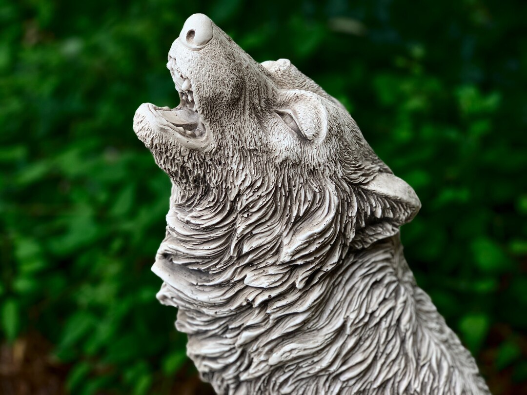 Howling Wolf Statue Large Wolf Sculpture Concrete Wolf Fgurine Stone