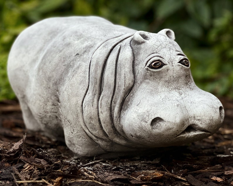 Concrete Hippo Statue Garden Statuary Hippo Hippopotamus Etsy