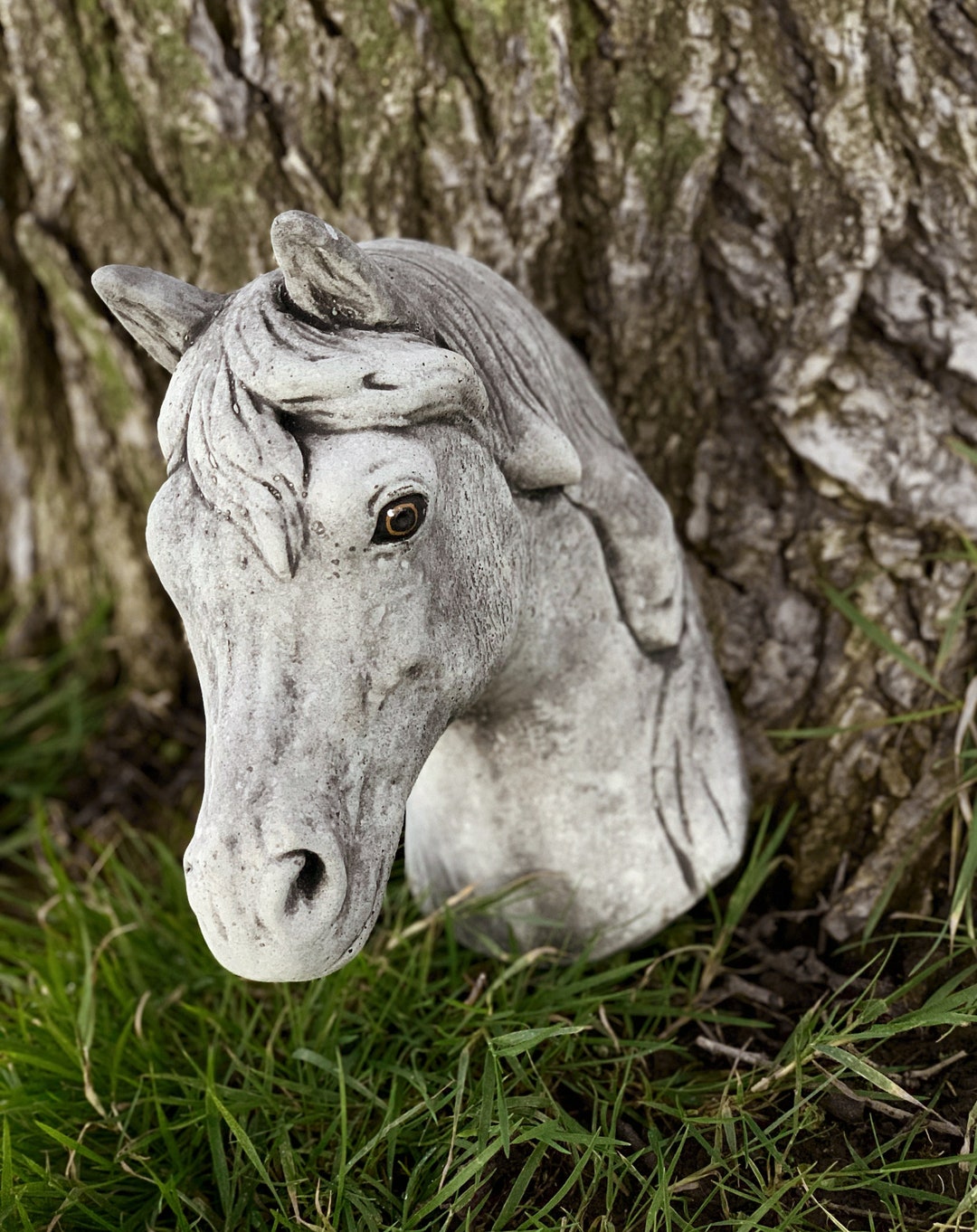 Concrete Horse Bust Stone Horse Head Statue Home and Garden Etsy