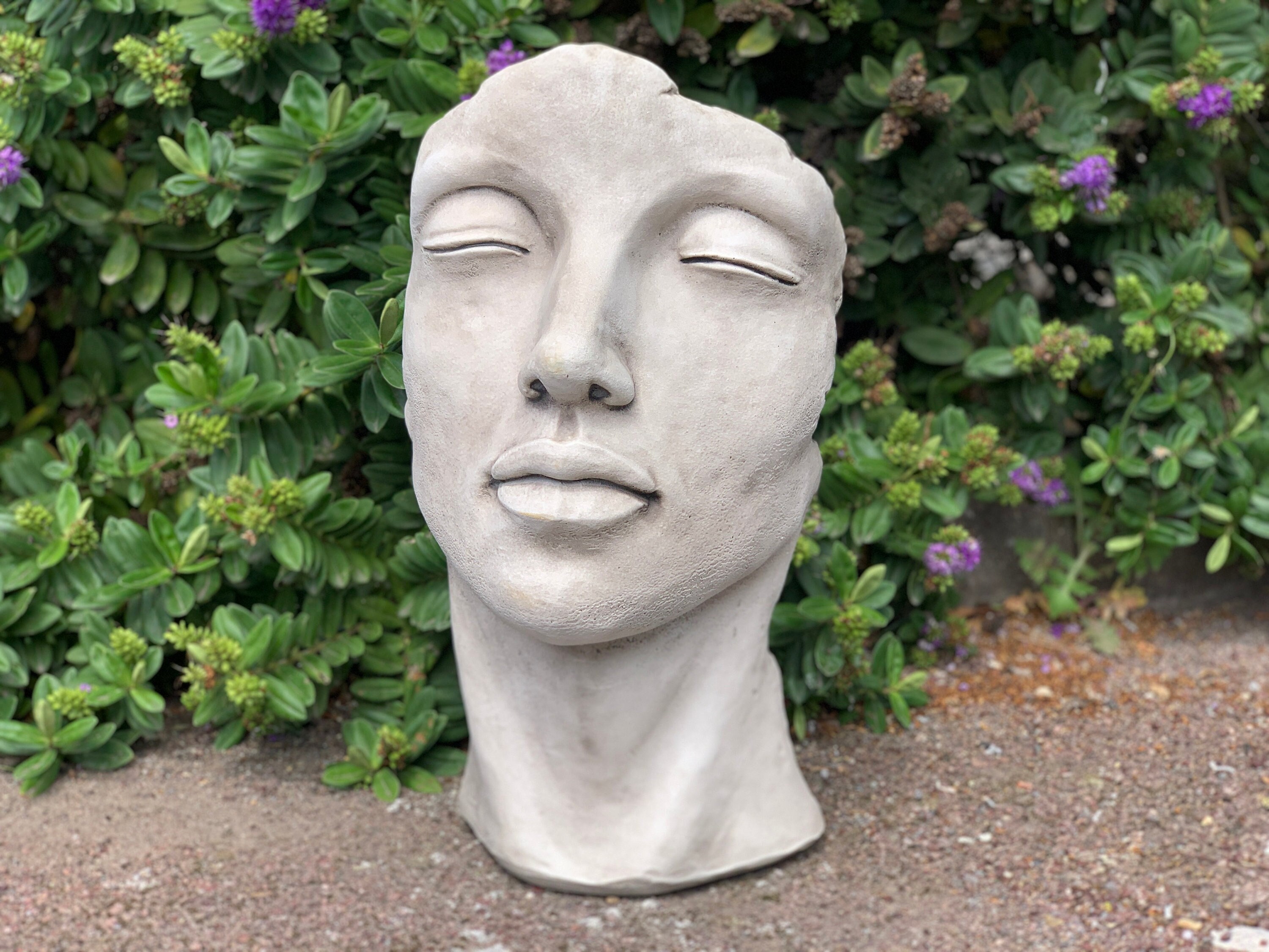 Ornement de Jardin en Pierre - Petit Pot de Fleurs Original - Visage de  Femme