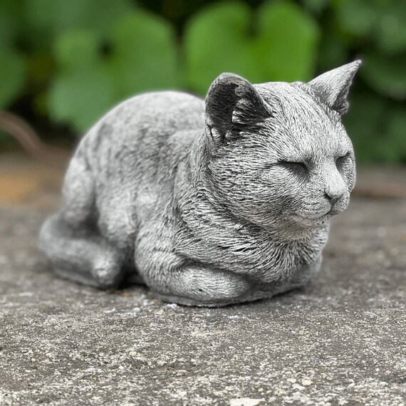 Statue de jardin de chat endormi Chat en béton pour jardin