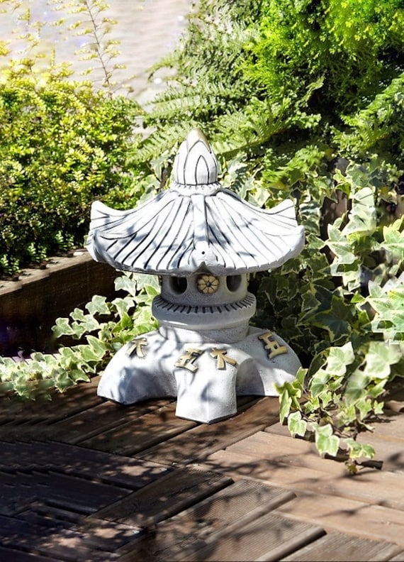 Japanese pagoda sculpture Concrete pagoda statue Garden lantern decor Stone temple Meditation altar Pagoda light lantern Zen garden art