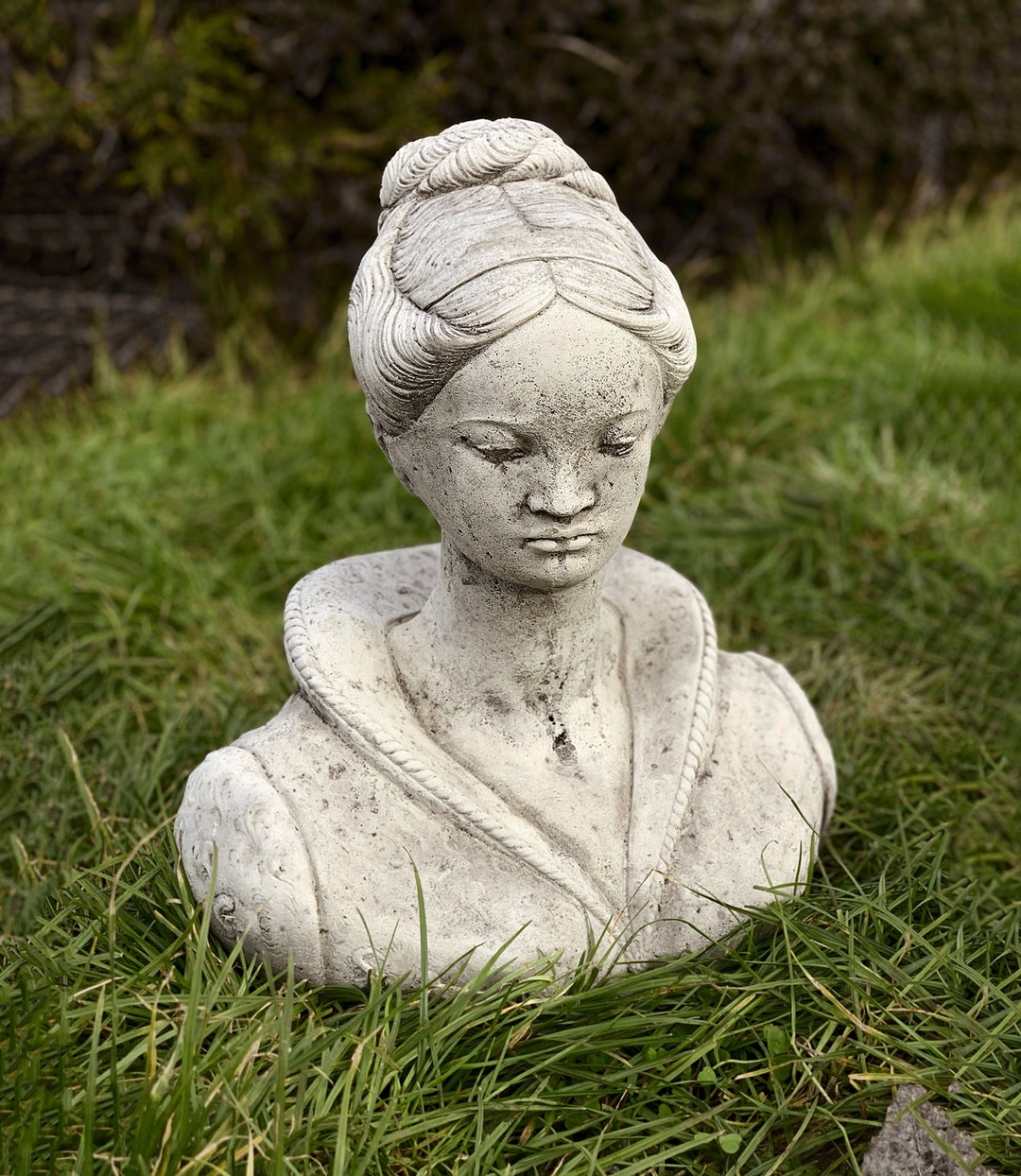 Concrete Woman Bust Sculpture Indoor and Outdoor Decor Stone Female