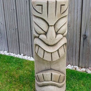 Stone Garden Totem Easter Island African Head Concrete Tiki - Etsy