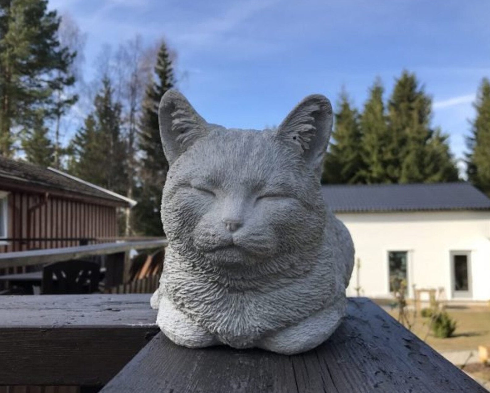 Outdoor Sleeping Cat Statue Concrete Cat Cement Cat Statue Etsy UK