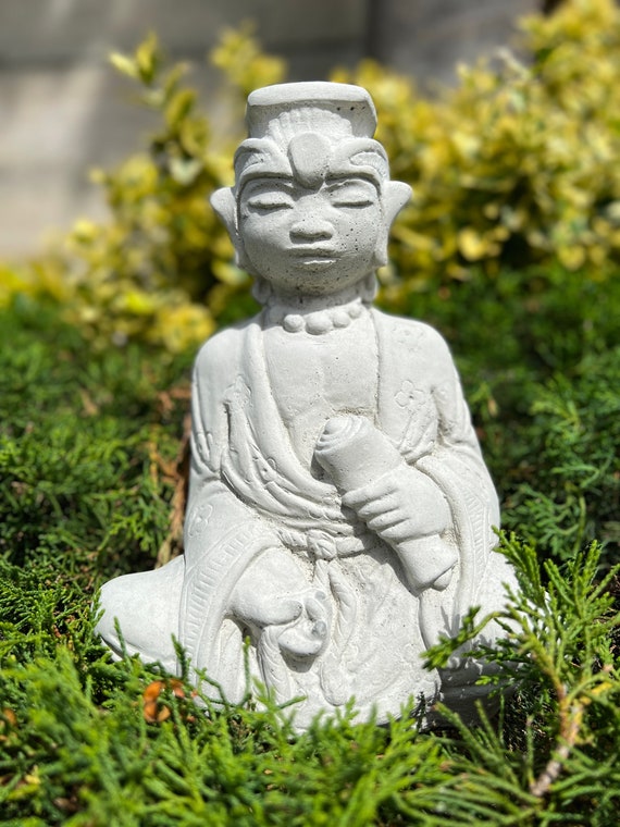 Statue d'homme chinois Béton japonais bouddha Pierre assis bouddha Graden bouddha  figurine Heureux bouddha ornement de jardin Décor chinois Cadeau zen -   Canada