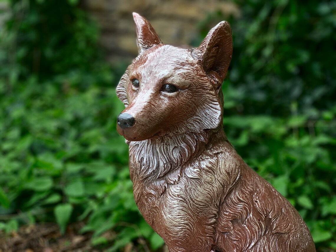Vintage Fox Figurine Concrete Fox Statue Cement Fox Sculpture Etsy