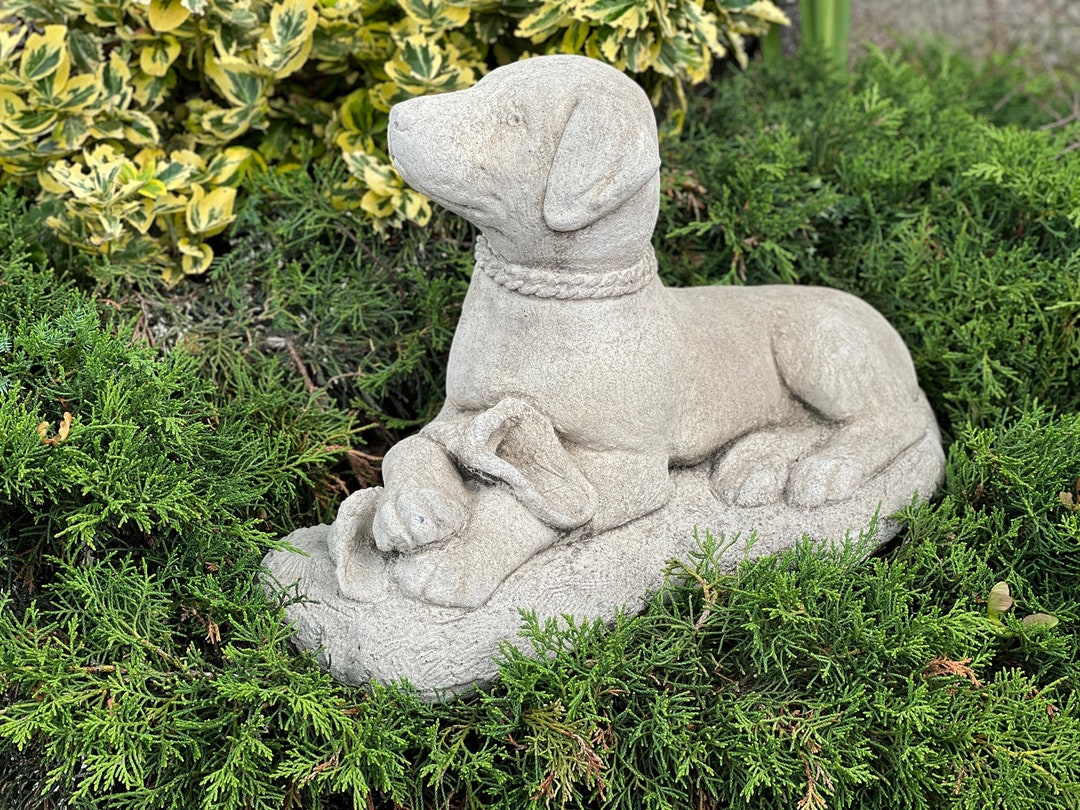 Cute Labrador Statue Concrete Puppy Sculpture Stone Dog Memorial Home