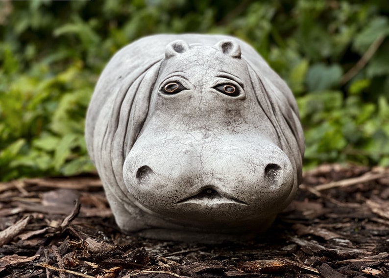 Concrete Hippo Statue Garden Statuary Hippo Hippopotamus Etsy