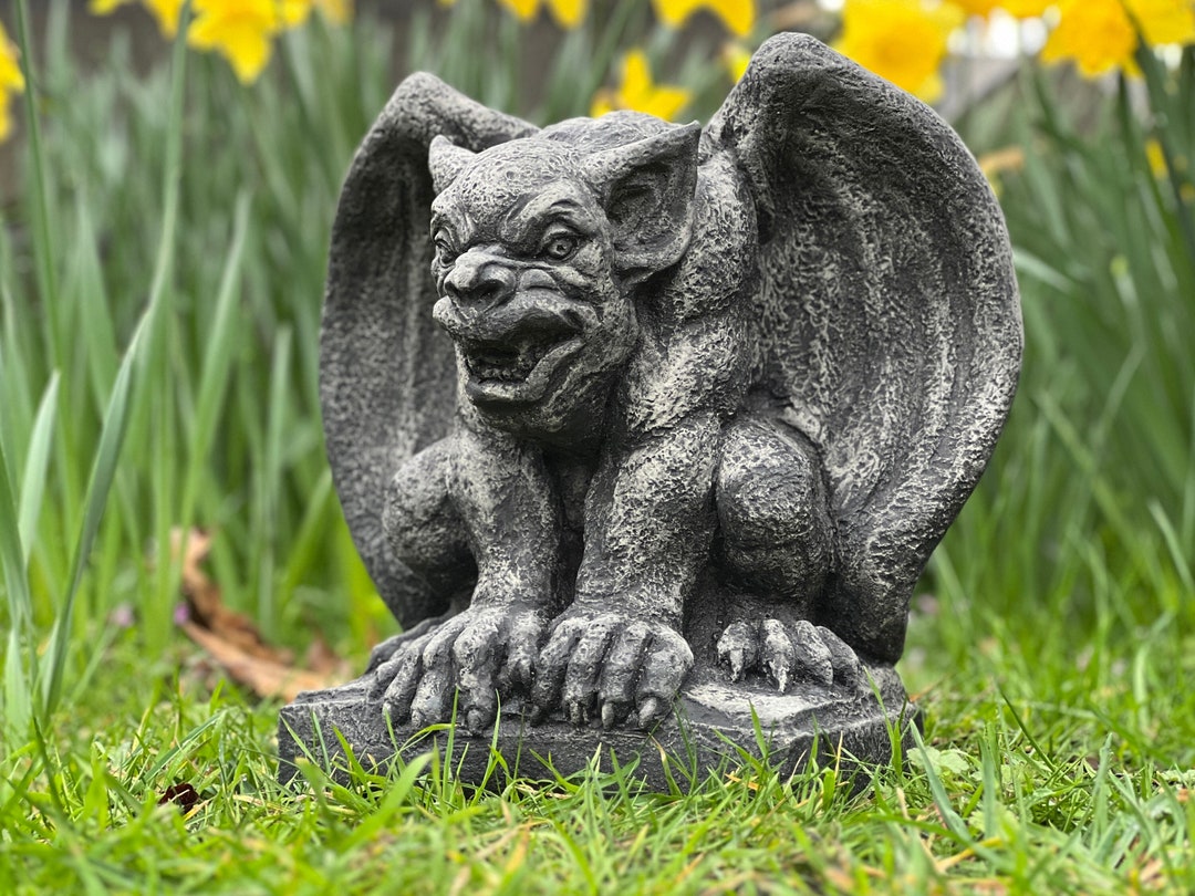 Concrete Gargoyle Sculpture Stone Guardian Monster Statue Etsy
