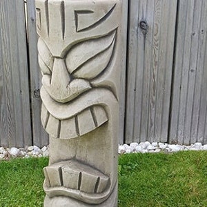 Stone Garden Totem Easter Island African Head Concrete Tiki Statue Lawn ...