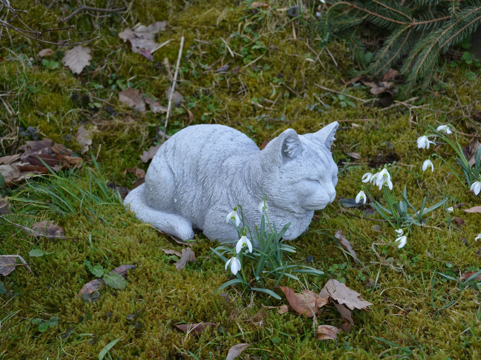 Sleeping Cat Statue Unique Garden Statue Cat Garden Figure Etsy UK
