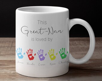 Personalised Great Grandma Mug, This Great Nan Is Loved By Her Grandchildren, Grandparent Pregnancy Reveal Gifts For The Family