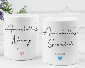 Personalised Nanny and Grandad Mug Set - New Grandparents Gift