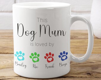 Personalised Dog Mum Mug: Custom Pet Names, Dog Owner Gift