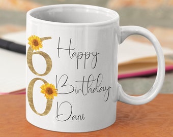 Personalised 60th Birthday Mug: Sunflower Milestone Gift