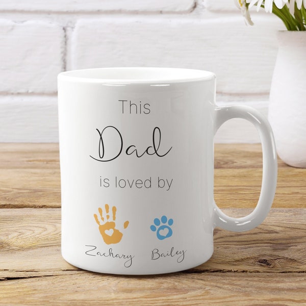 Personalised Dad Mug, This Daddy Is Loved By His Children, Father's Day Gifts, Family Gifts, Dog Dada Cup
